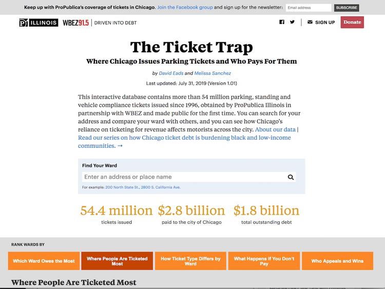 Screenshot of The Ticket Trap (ProPublica)